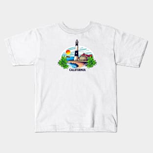 California farm barn villa tropical print Kids T-Shirt